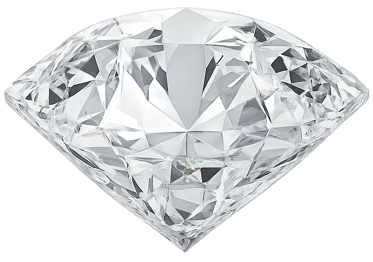 Weißer Diamant als dekoratives Element unter dem Logo